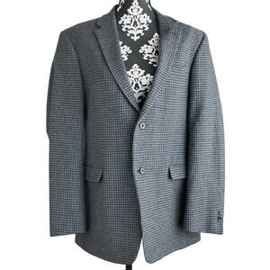 Men's Navy/Grey Tommy Hilfiger Wool Houndstooth Lined Blazer - 42L